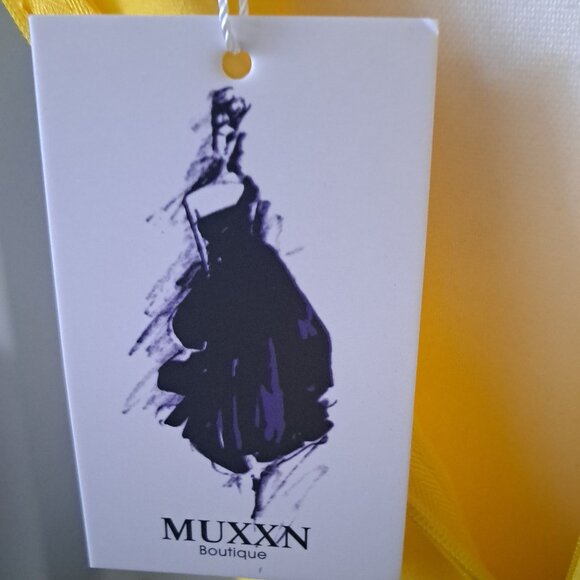 MUXXN Vintage 1950s Sryle Wrap V Neck Tie Waist Yellow Dress XL NWT - Picture 9 of 9